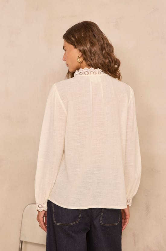Long sleeve cotton blouse MEDEA;${refinementColor}