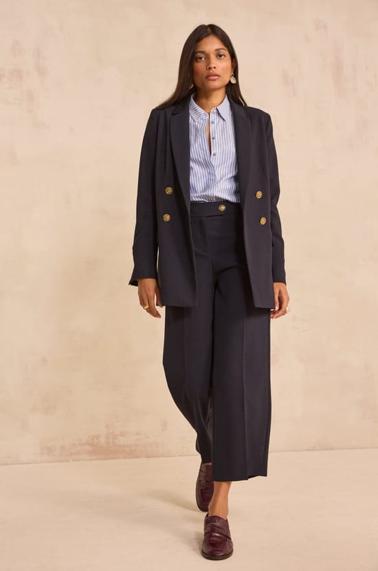 Loose fit navy pants LOLA;${refinementColor}