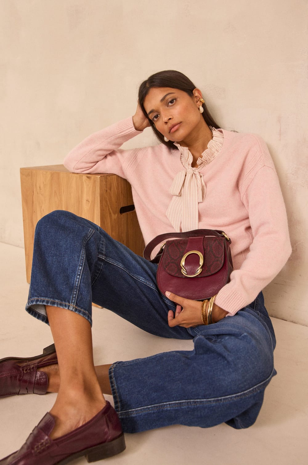 ALAN long sleeve mixed wool sweater;${refinementColor}