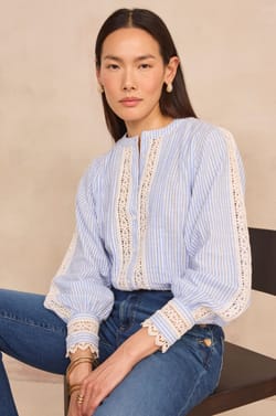 Chemisier &agrave; manches longues en coton DUNE;${refinementColor}