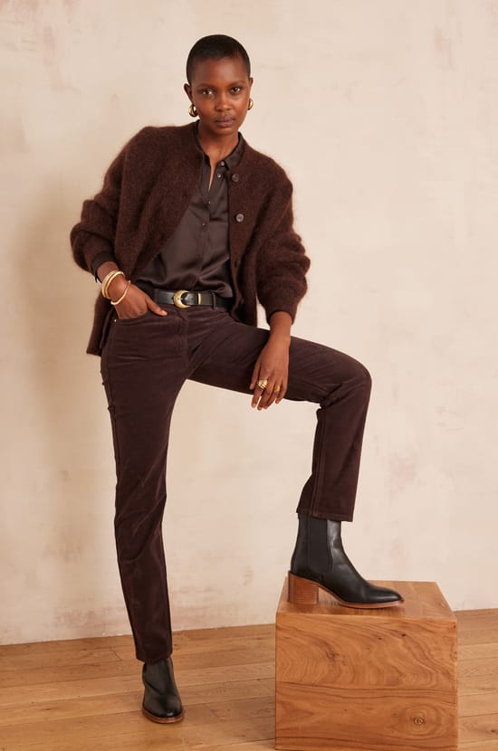 Straight cotton velvet trousers MARCUS;${refinementColor}