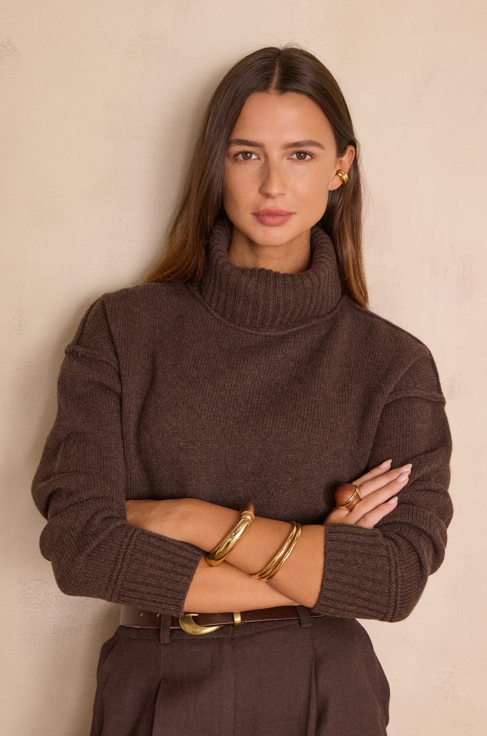 BRANDO turtleneck jumper 100% wool;${refinementColor}