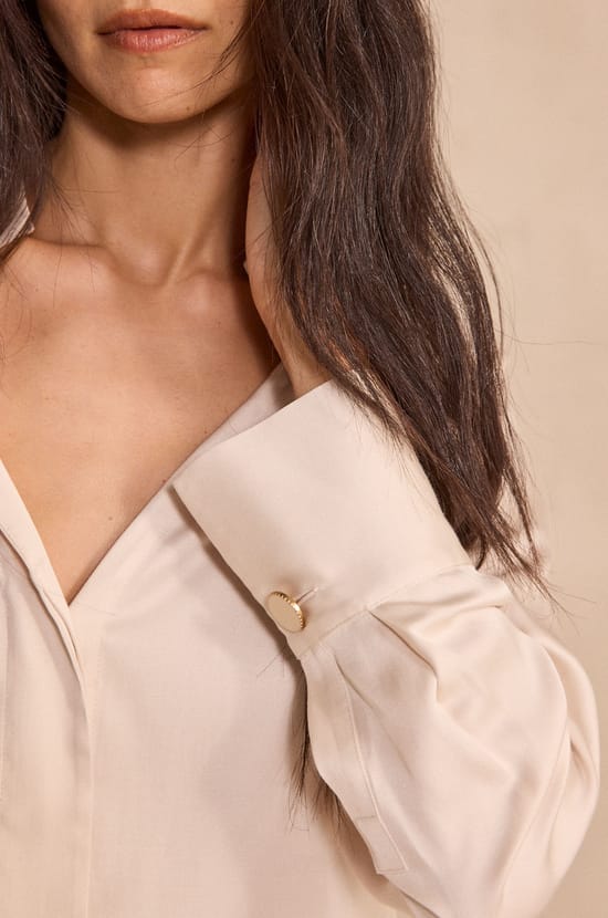 BASILE satin cream blouse;${refinementColor}