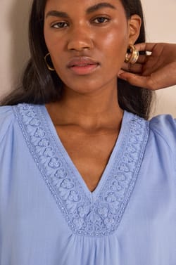 Embroidered blouse with 3/4 sleeves DEBORAH;${refinementColor}