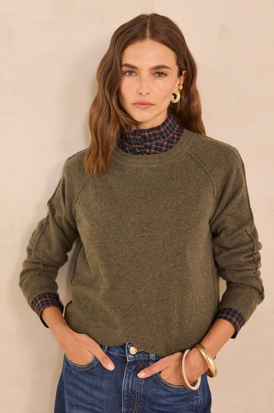 ARISTIDE cashmere long sleeve sweater;${refinementColor}