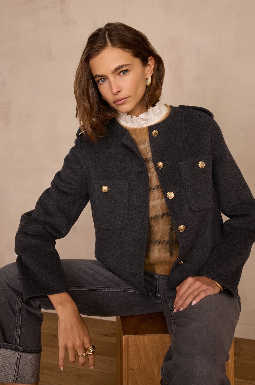 PERINE wool jacket;${refinementColor}