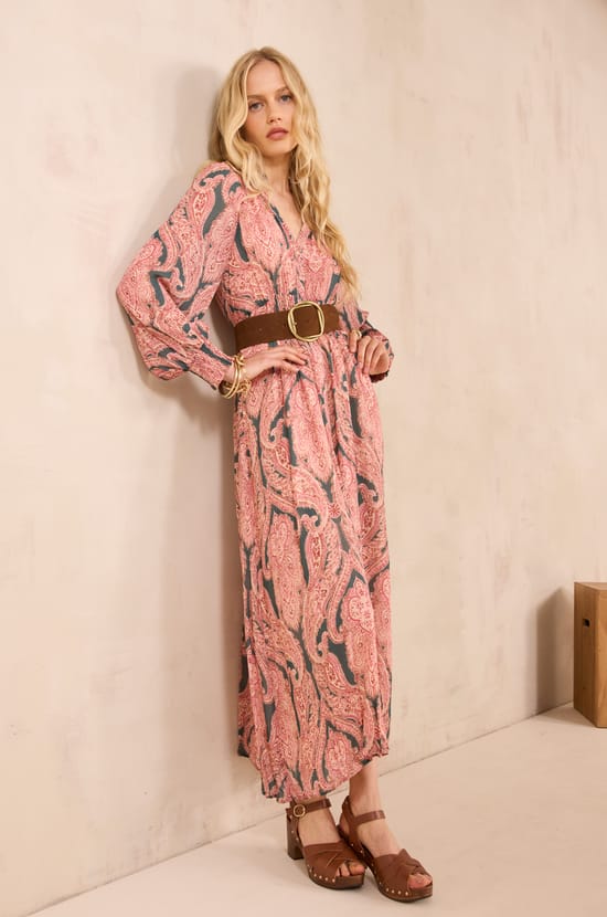 Flowing printed dress PASTEL;${refinementColor}
