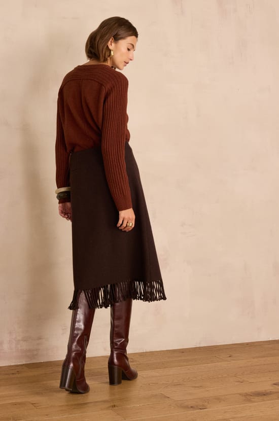 Jupe longue ELONA en laine;${refinementColor}