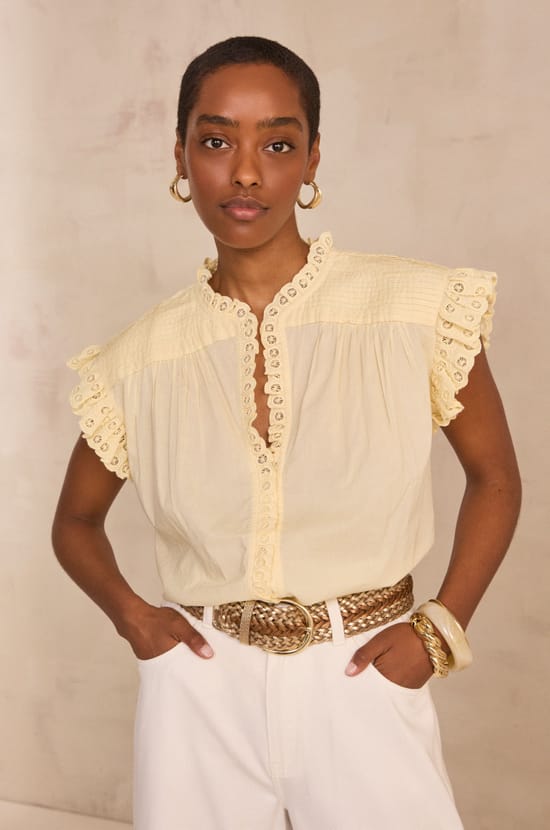 Short-sleeved cotton blouse DEMETRIO;${refinementColor}