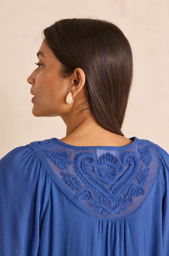 Embroidered blouse with 3/4 sleeves DEBORAH;${refinementColor}