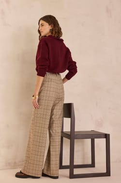 LAYLA wide-leg trousers with Prince of Wales check pattern;${refinementColor}
