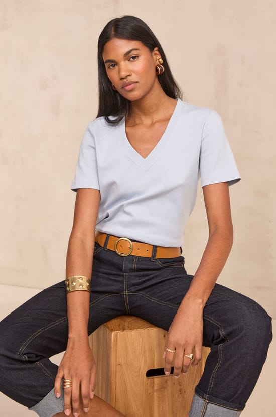 Short sleeve cotton T-shirt DANA;${refinementColor}