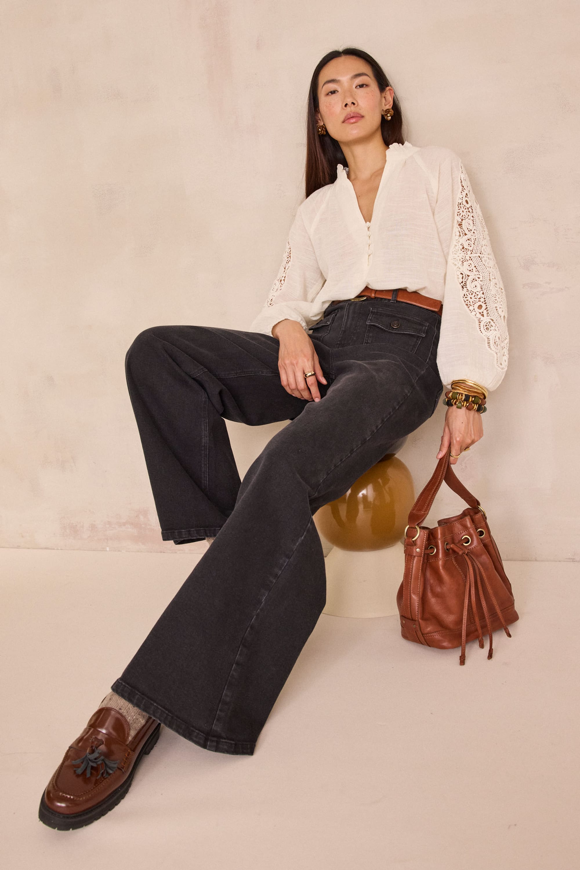 100% cotton blouse SIMONE woman | ECRU | Maison 123