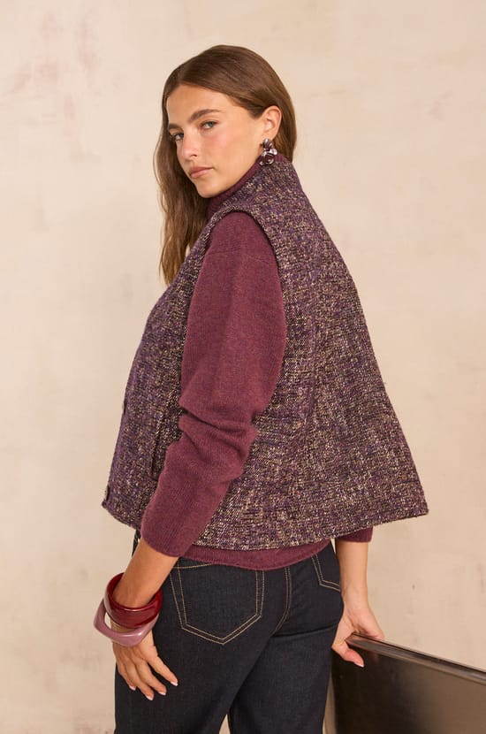 BABETT mixed cotton sleeveless vest;${refinementColor}