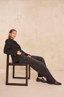 Pantalon noir &eacute;vas&eacute; en coton m&eacute;lang&eacute; SAVANA;${refinementColor}