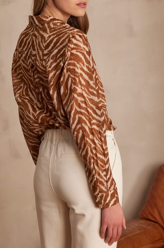 Chemisier COLETTE en coton imprim&eacute; z&egrave;bre;${refinementColor}