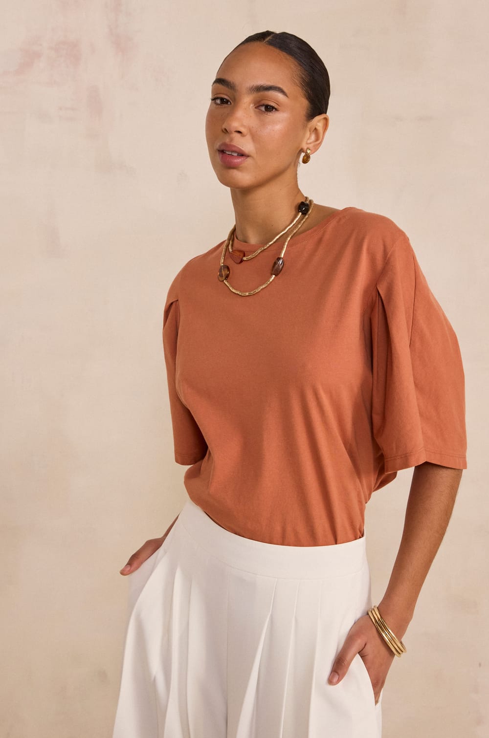 T-shirt manches courtes en coton LOREEN;${refinementColor}