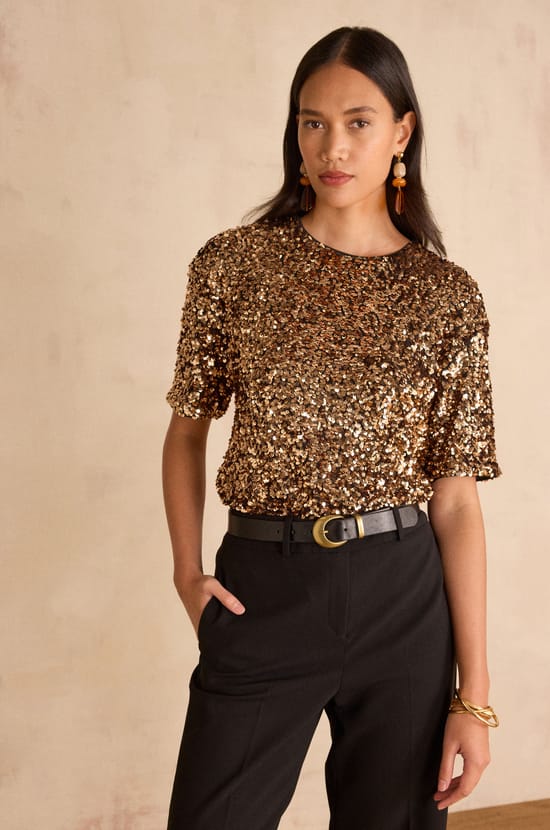 Sequin T-shirt SUNNY;${refinementColor}
