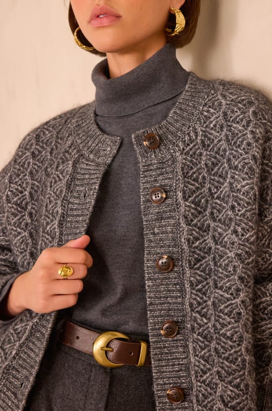 COSMO cardigan in mohair and wool;${refinementColor}