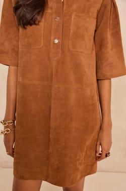 Straight leather dress PENNY;${refinementColor}