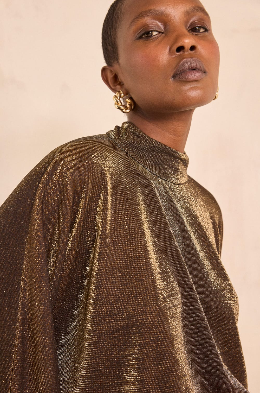 Bronzen T-shirt met lange mouwen TWIGGY;${refinementColor}