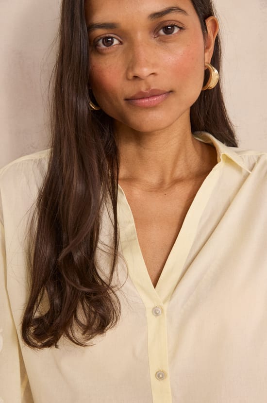 DARWIN long-sleeved embroidered cotton blouse;${refinementColor}