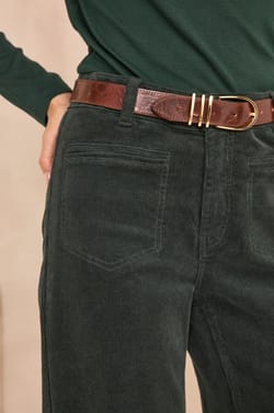 Pantalon large en velours vert sapin REBECCA;${refinementColor}