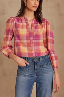 Blouse PRUDENCE &agrave; carreaux;${refinementColor}