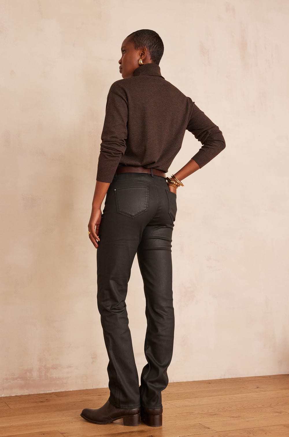 ANETTE coated slim jeans in cotton;${refinementColor}