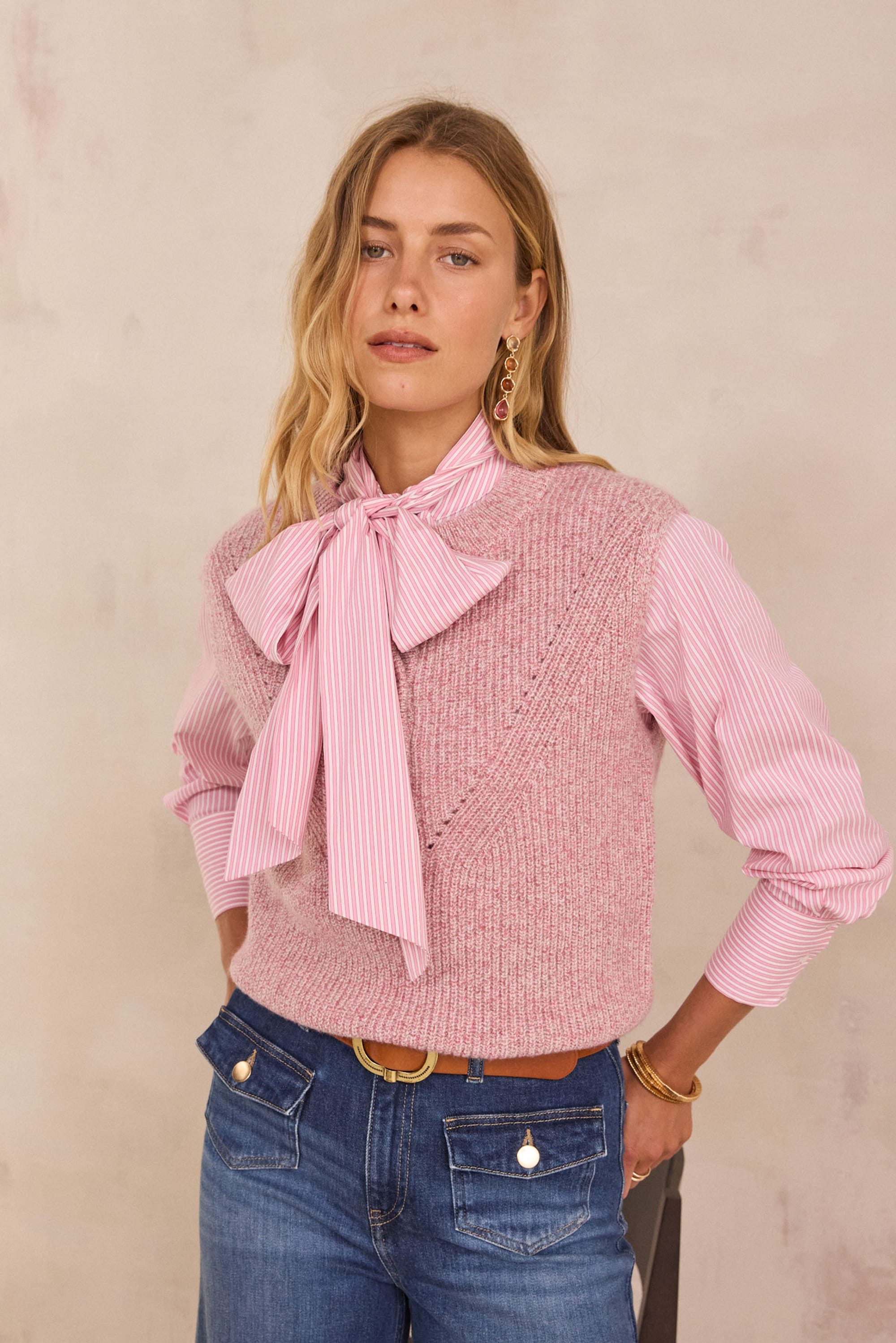 POPPY sleeveless wool jumper woman | PALE PINK | Maison 123