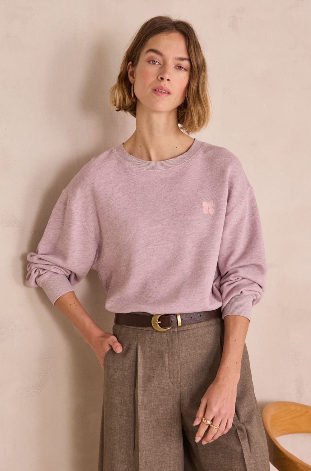 LESLY cotton sweatshirt;${refinementColor}
