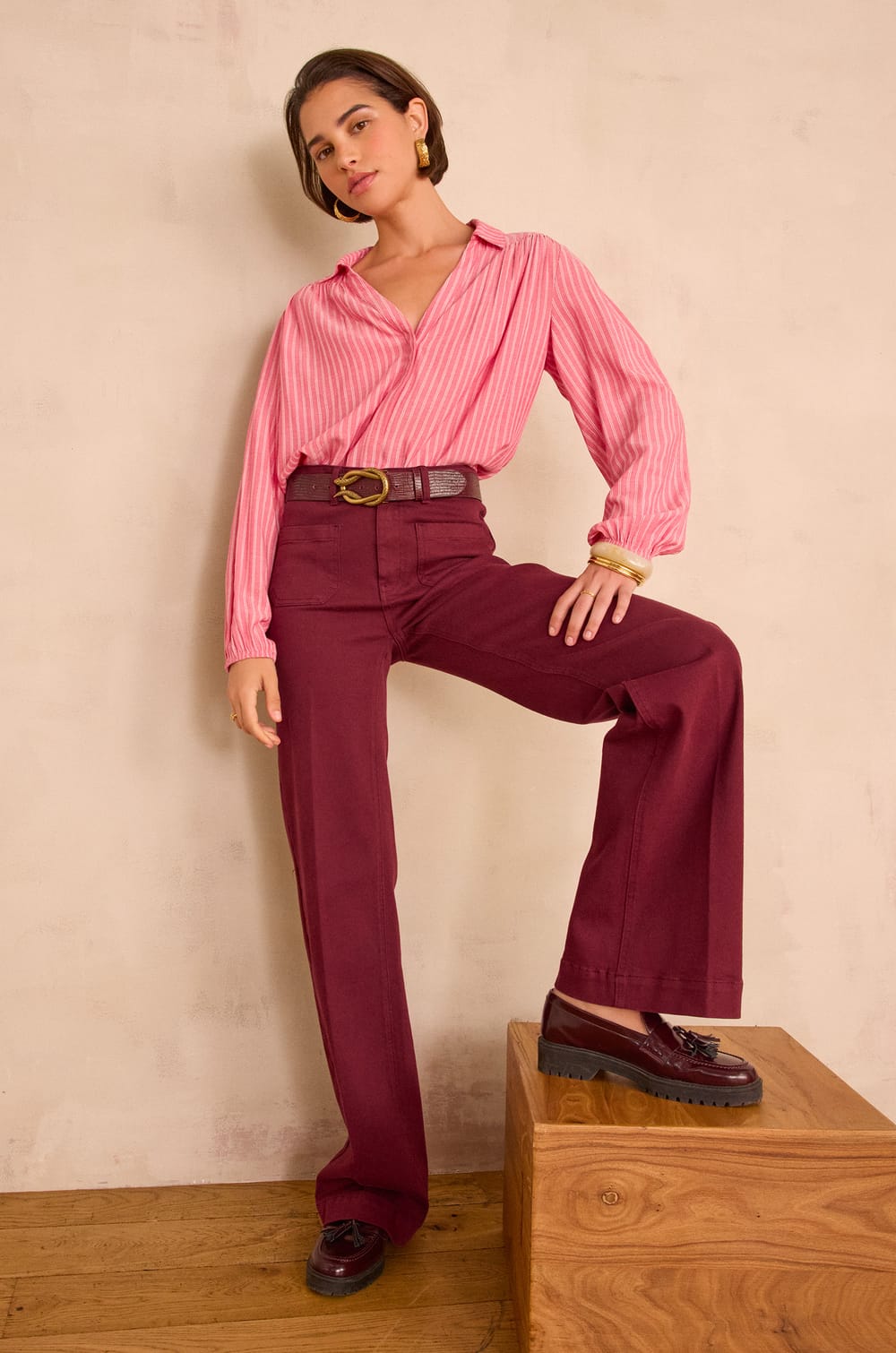 SEATTLE striped blouse;${refinementColor}