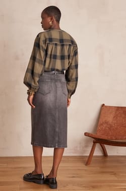 BIRDY cotton denim skirt;${refinementColor}