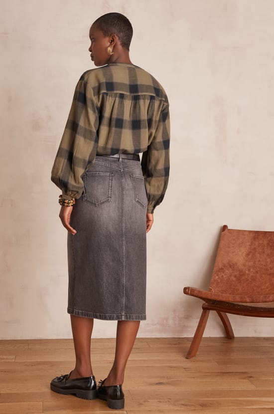 BIRDY cotton denim skirt;${refinementColor}