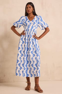 Printed cotton trapeze dress POLLYNA;${refinementColor}