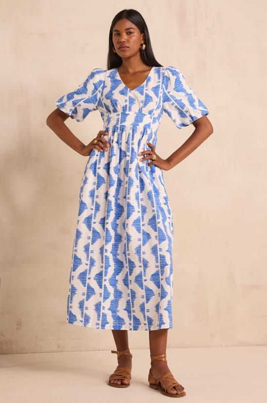 Printed cotton trapeze dress POLLYNA;${refinementColor}