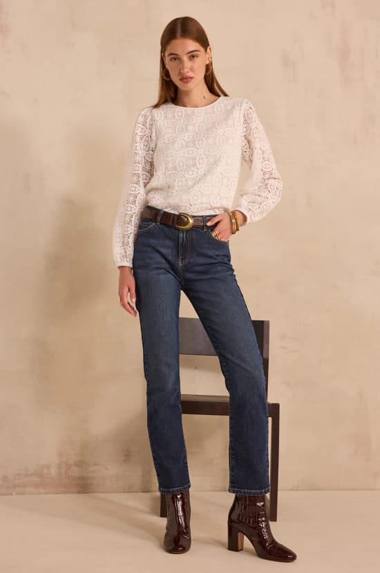 Jean straight and made of cotton SONIA;${refinementColor}