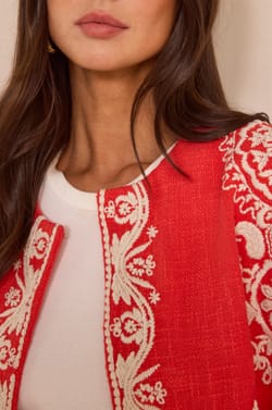 VALMA long sleeve embroidered cotton jacket;${refinementColor}
