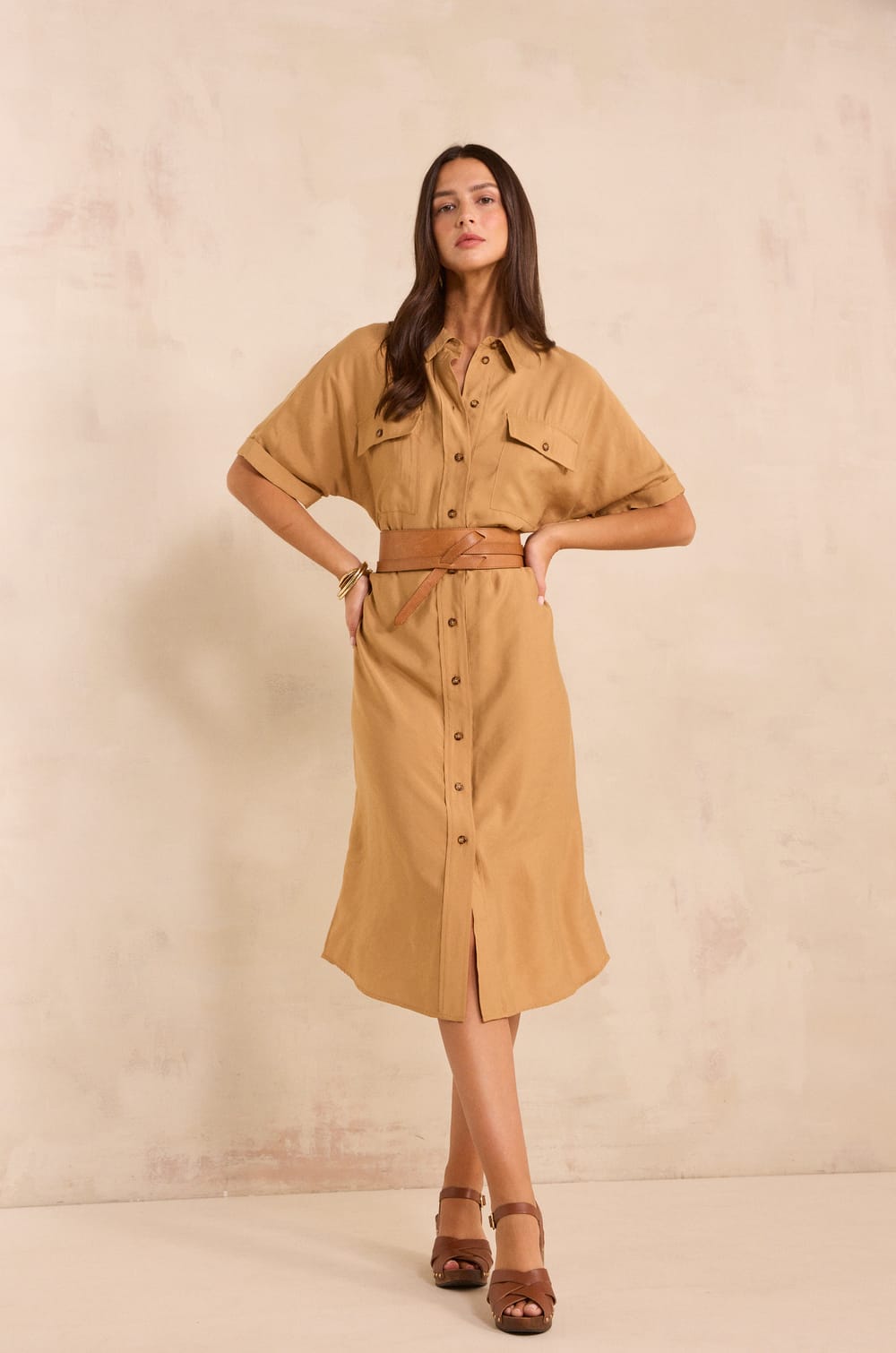 Short sleeve shirt dress LAYANA;${refinementColor}