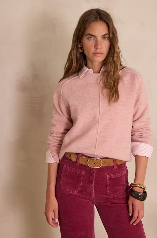 CLINTON heathered jumper in 100% wool;${refinementColor}
