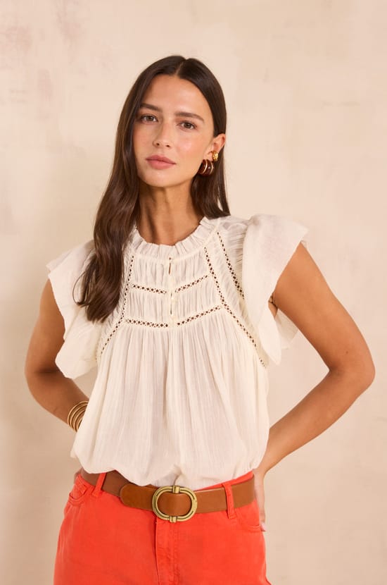 Short-sleeved cotton top DOVER;${refinementColor}
