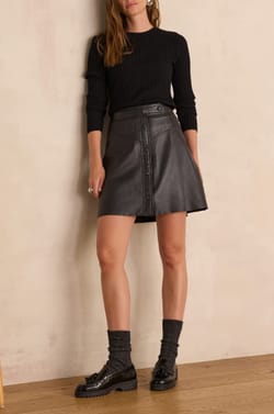 Jupe CLEMENCE en cuir;${refinementColor}