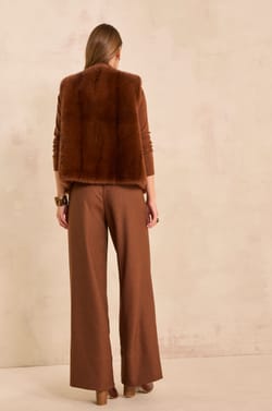 Wide cinnamon pants in blended viscose PRINCE;${refinementColor}