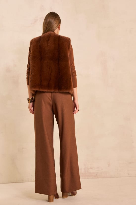 Wide cinnamon pants in blended viscose PRINCE;${refinementColor}