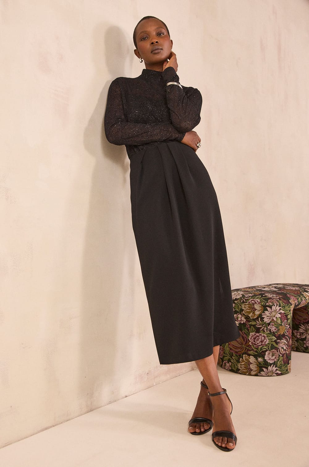 Pleated midi skirt VOYAGE ;${refinementColor}