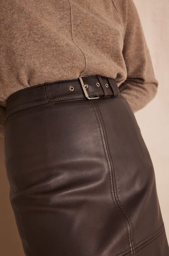 ELEANOR leather skirt;${refinementColor}