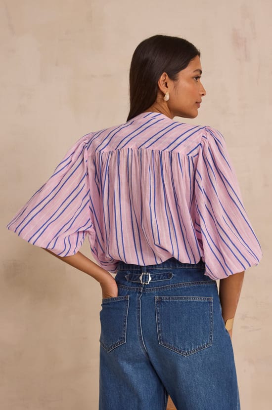 Long-sleeve striped cotton blouse DARINA;${refinementColor}