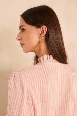 Long-sleeved checkered print blouse SALIA;${refinementColor}