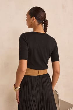 T-shirt manches courtes en coton m&eacute;lang&eacute; LANA;${refinementColor}