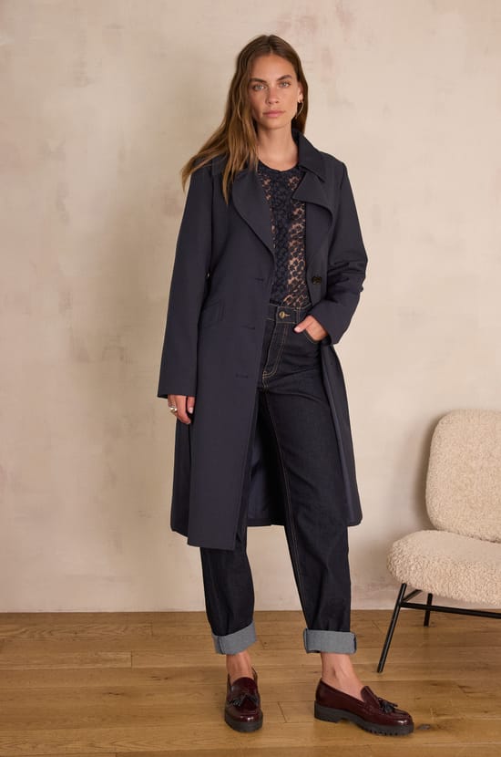 RYO belted trench coat;${refinementColor}